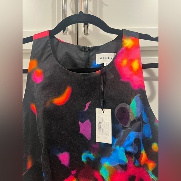 NWT!! Milly New York Rosette A-line Mini Dress. Size 4. Beautiful vibrant print. - Picture 9 of 11